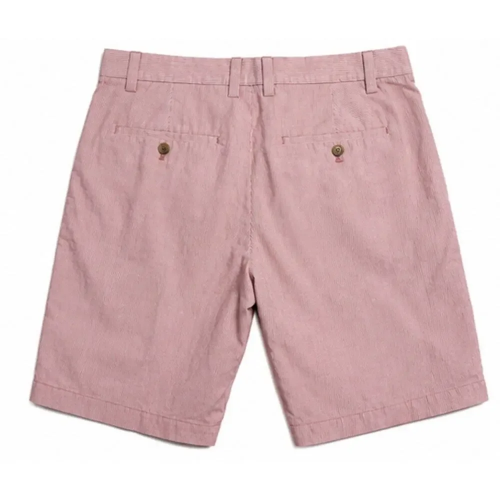 Banana Republic Aiden Shorts Mens 33 Pink Seersucker Stripe Flat Front NWT